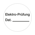 Prüfplaketten weiß Ø 23 mm "Elektro-Prüfung Dat." aus PVC-Folie, 10 Stück/Bogen