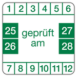 Prüfplaketten weiß 30 x 30 mm "geprüft am" aus PVC-Folie 10 Stück/Bogen