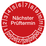 Prüfplaketten Ø 30 mm "Nächster Prüftermin" aus PVC-Folie 10 Stück/Bogen