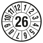 Jahresprüfplaketten weiß Ø 40 mm Jahr 2026 aus PVC-Folie 10 Stück/Bogen