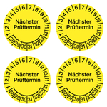 Mehrjahrespr&uuml;fplakette Gelb "N&auml;chster Pr&uuml;ftermin" Jahr 2028 Folie &Oslash; 60 mm 4 St&uuml;ck/Bogen