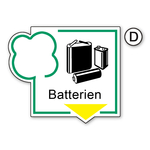 Recycling-Aufkleber "Batterien" 125 x 108 mm PVC-Folie