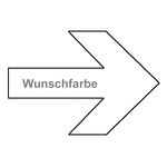 Richtungspfeil (B x H) 70 x 48 mm Wunschfarbe, Verklebungsrichtung frei