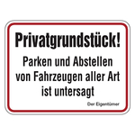 Vermietet Parkplatz Schild 460 x 110 x 2 mm aus Aluminium weiss