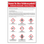 Hinweisschild Gefährliche Arbeitsstoffe - Sicherer Umgang nach GHS, Kunststoff 410 x 595 mm gelocht