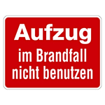 Brandschutzzeichen Aufzug im Brandfall nicht benutzen Folie 200 x 150 mm Einzeletikett