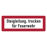 Feuerwehrzeichen Steigleitung, trocken für Feuerwehr DIN 4066 Aluminium geprägt 297 x 105 mm Einzelschild