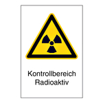 Warnschild "Kontrollbereich Radioaktiv" Aluminium, 210 x 297 mm