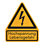 Warnschild "Hochspannung Lebensgefahr" Aufkleber, Folie, 100 x 119 mm