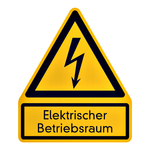 Warnschild "Elektrischer Betriebsraum" Aufkleber, Folie, 200 x 237 mm