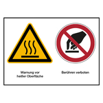 Hinweisschild "Warnung vor heißer  Oberfläche / Berühren verboten" nach DIN EN ISO 7010 Kunststoff 210 x 148 mm