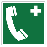 Rettungszeichen Notruftelefon DIN EN ISO 7010 E004 Kunststoff 150 x 150 mm Einzelschild