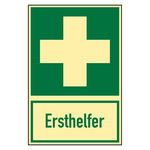 Rettungszeichen Erste Hilfe Ersthelfer Kombischild Kunststoff langnachleuchtend 200 x 300 mm Einzelschild