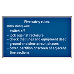 5 Sicherheitsregeln vor Beginn der Arbeiten in englisch