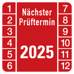 Jahresprüfplaketten 30 x 30 mm "Nächster Prüftermin" aus PVC-Folie 10 Stück/Bogen