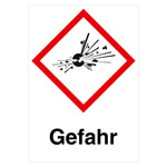 GHS-Symbol GHS01 explodierende Bombe - Gefahr Folie 74 x 105 mm 500er Rolle