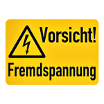 Hinweisschild Kombischild "Vorsicht Fremdspannung" Aufkleber 105 x 74 mm Einzeletikett