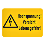 Hinweisschild Kombischild "Hochspannung! Vorsicht! Lebensgefahr!" Aufkleber 52 x 37 mm Einzeletikett