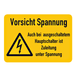 Hinweisschild Kombischild "Vorsicht Spannung Zuleitung unter Spannung"