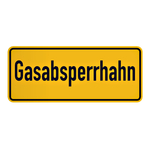 Hinweisschild "Gasabsperrhahn" Aluminiumschild 240 x 100 mm