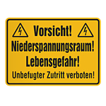 Warnschild Kombischild "Niederspannungsraum! Lebensgefahr!" Aluminium geprägt 350 x 250 mm