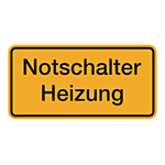 Hinweisschild "Notschalter Heizung" 105 x 37 mm