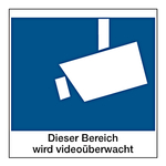 Hinweisschild "Dieser Bereich wird videoüberwacht" Aufkleber 200 x 200 mm