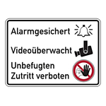 Hinweisschild "Alarmgesichert Videoüberwacht" Aufkleber 200 x 150 mm