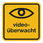 Hinweisschild "video&uuml;berwacht" Aluminium gepr&auml;gt und gelocht 150 x 150 mm