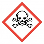 GHS-Symbol 06 Totenkopf mit gekreuzten Knochen - akute Toxizität 15 mm x 15 mm 500er Rolle