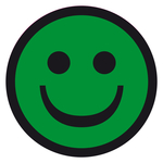 Qualitätsaufkleber Smiley lachend, Grün, Haftpapier, Ø 20 mm, Rund, 100 Stück/Rolle
