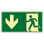 Rettungszeichen Rettungsweg/Notausgang abwärts DIN EN ISO 7010 Kunststoff langnachleuchtend 300 x 150 mm Einzelschild