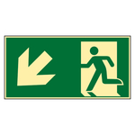 Rettungszeichen Rettungsweg/Notausgang links abwärts DIN EN ISO 7010 Kunststoff langnachleuchtend 300 x 150 mm Einzelschild
