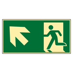 Rettungszeichen Rettungsweg/Notausgang links aufwärts DIN EN ISO 7010 Kunststoff langnachleuchtend 400 x 200 mm Einzelschild