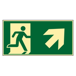 Rettungszeichen Rettungsweg/Notausgang rechts aufwärts DIN EN ISO 7010 Kunststoff langnachleuchtend 400 x 200 mm Einzelschild