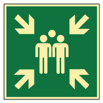 Rettungszeichen Sammelstelle DIN EN ISO 7010 E007 Aluminium langnachleuchtend 300 x 300 mm Einzelschild