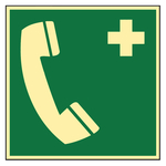 Rettungszeichen Notruftelefon DIN EN ISO 7010 E004 Kunststoff langnachleuchtend 200 x 200 mm Einzelschild