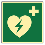 Rettungszeichen Automatisierter externer Defibrillator DIN EN ISO 7010 E010 Kunststoff langnachleuchtend 200 x 200 mm Einzelschild
