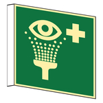 Rettungszeichen Fahnenschild Augenspüleinrichtung DIN EN ISO 7010 E011 Kunststoff langnachleuchtend 200 x 200 mm Einzelschild