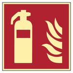 Brandschutzzeichen Feuerlöscher DIN EN ISO 7010 F001 Kunststoff gelocht langnachleuchtend 150 x 150 mm Einzelschild