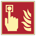 Brandschutzzeichen Brandmelder DIN EN ISO 7010 F005 Folie langnachleuchtend 150 x 150 mm Einzeletikett