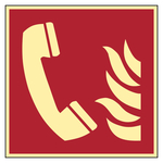 Brandschutzzeichen Brandmeldetelefon DIN EN ISO 7010 F006 Folie langnachleuchtend 150 x 150 mm Einzeletikett