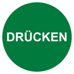 T&uuml;retikett / Aufkleber "Dr&uuml;cken" gr&uuml;n &Oslash; 60 mm 6 St&uuml;ck/Bogen