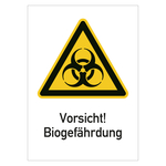 Kombischild "Vorsicht Biogefährdung" Warnschild Folie selbstklebend 130 x 185 mm