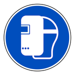 Gebotszeichen "Schweißmaske benutzen" DIN EN ISO 7010, M019 und ASR A1.3 (2013)