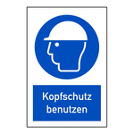 Kombischild "Kopfschutz benutzen" DIN EN ISO 7010, M014 und ASR A1.3 (2013)