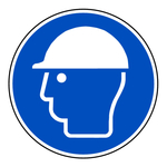 Gebotszeichen "Kopfschutz benutzen" DIN EN ISO 7010, M014 und ASR A1.3 (2013)