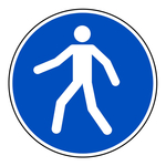 Gebotszeichen "Fußgängerweg benutzen" DIN EN ISO 7010, M024 und ASR A1.3 (2013)