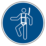 Gebotszeichen "Auffanggurt benutzen" ISO 7010, M018 Aluminium Ø 200 mm