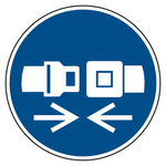 Gebotszeichen "Rückhaltesystem benutzen" DIN EN ISO 7010, M020 und ASR A1.3 (2013)